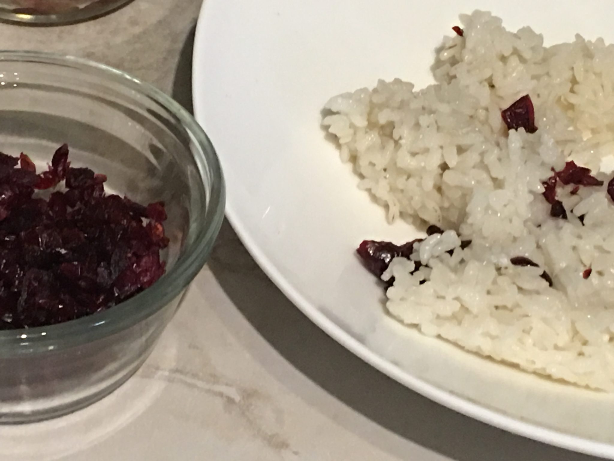 Cranberries en arroz blanco